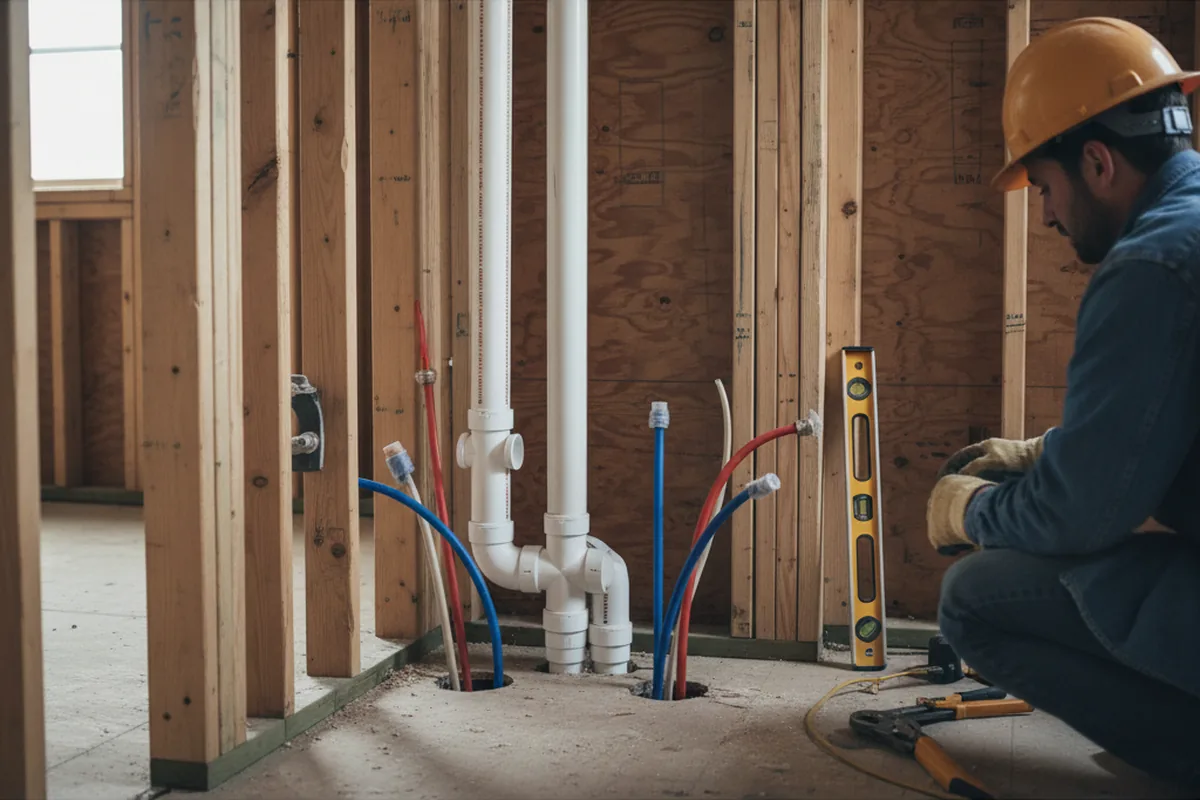 Drain and supply rough-in during Leak Detection in Humeston